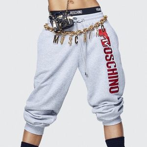 EUC MOSCHINO MTV H&M joggers Gray S M red sweats